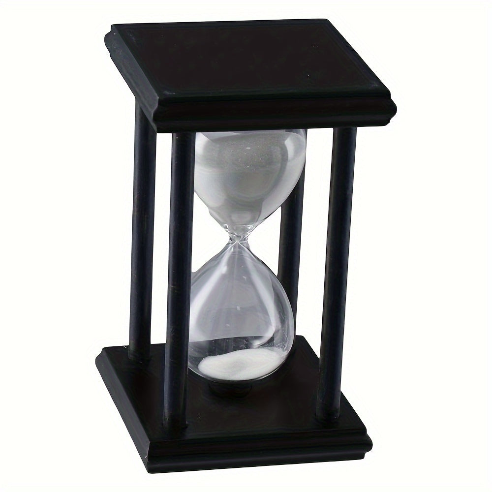 Vintage Black Wooden Hourglass Sand Timer 30-Minute Decorative Home Classroom
