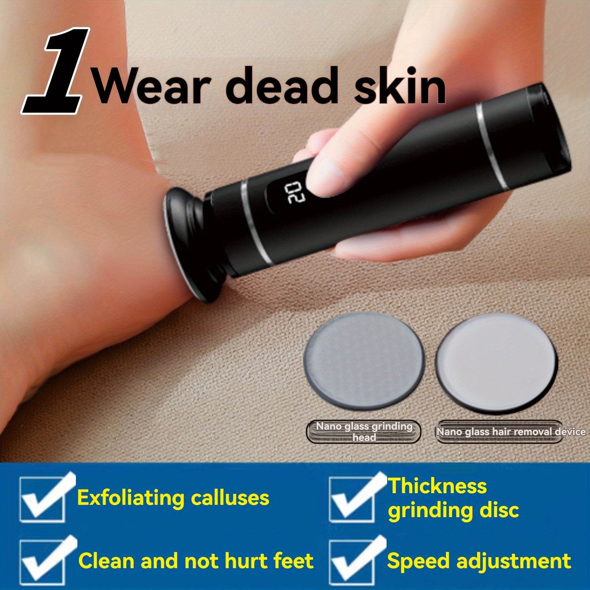 Electric Foot Callus Remover Dual Speed Rechargeable with Display Control Pink Black