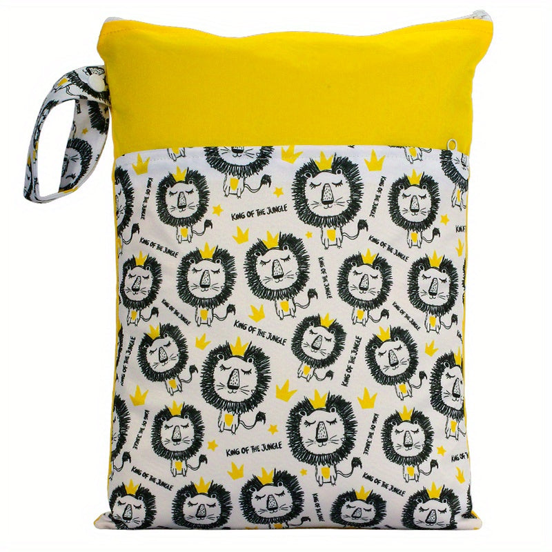 Reusable Waterproof Wet Bag with Double Pockets Cloth Handle 24.99x35cm