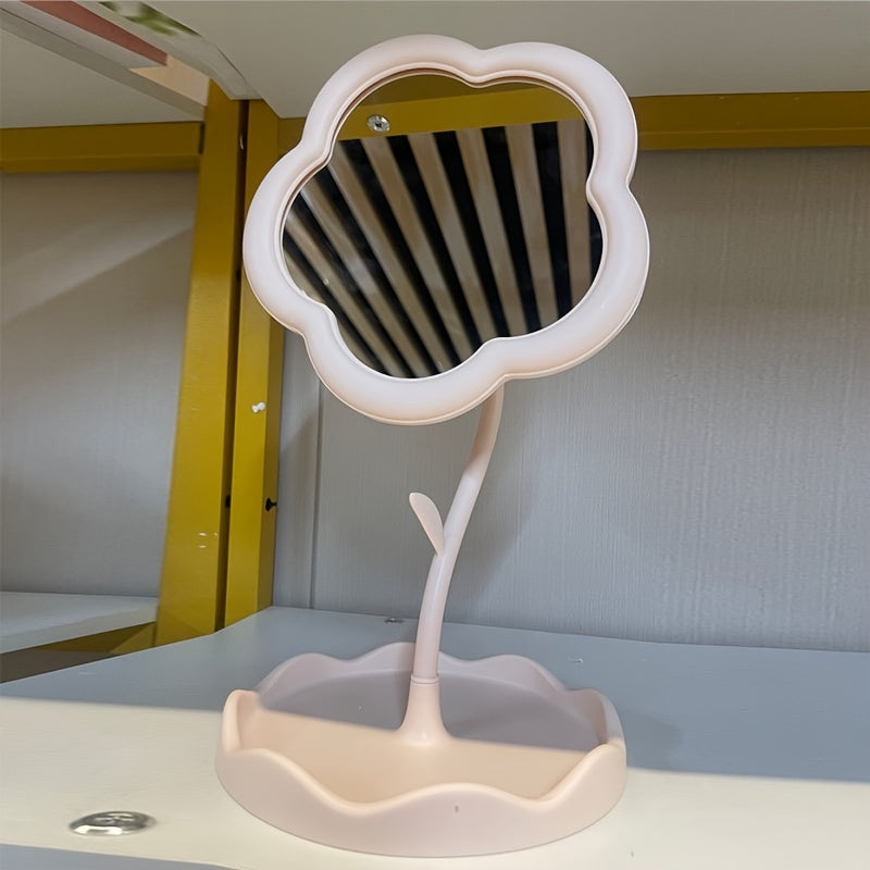 Stylish Vanity Mirror with Adjustable Stand, High Definition Glass, Durable Plastic Frame