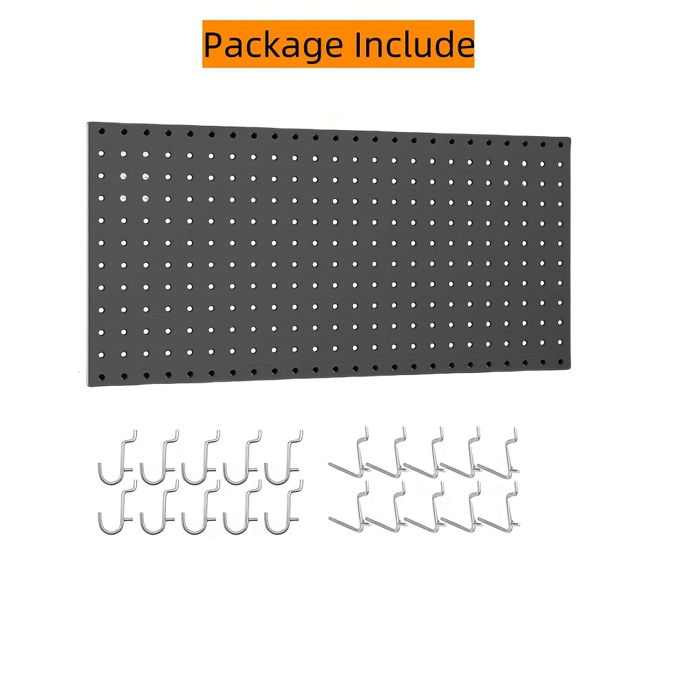 Metal Pegboard Organizer 60.96x30.48 cm with 20 Hooks for Garage Tool Storage