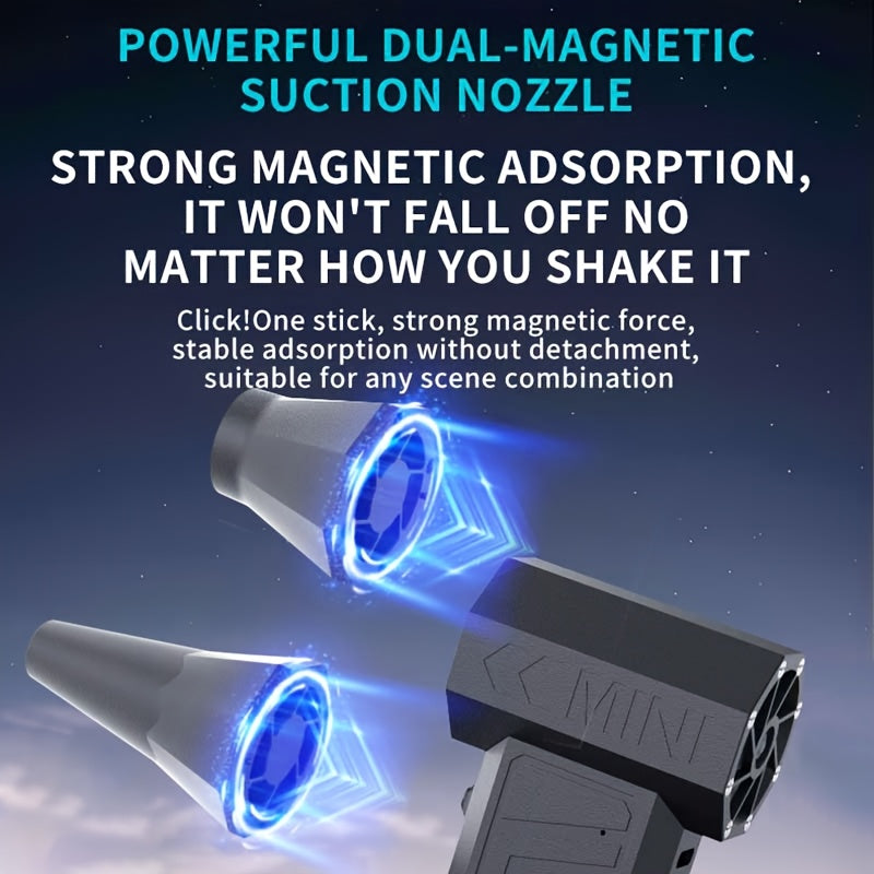 Portable Turbo Fan with 4000mAh Battery and Multiple Nozzles for Dust Snow Leaves Blowing