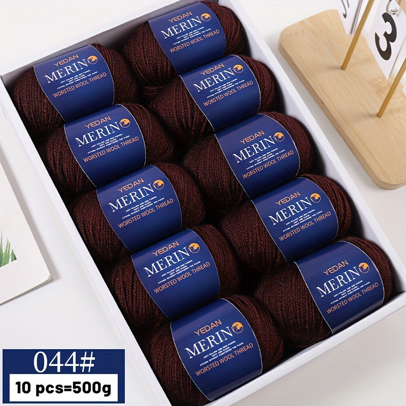 10 piezas de hilo de lana 500g multicolor en degradé, anti-pilling, suave para tejer accesorios de moda