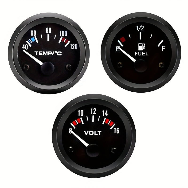 Automotive 52mm Water Temperature Gauge Black Shell 12V Car Meter Sensor