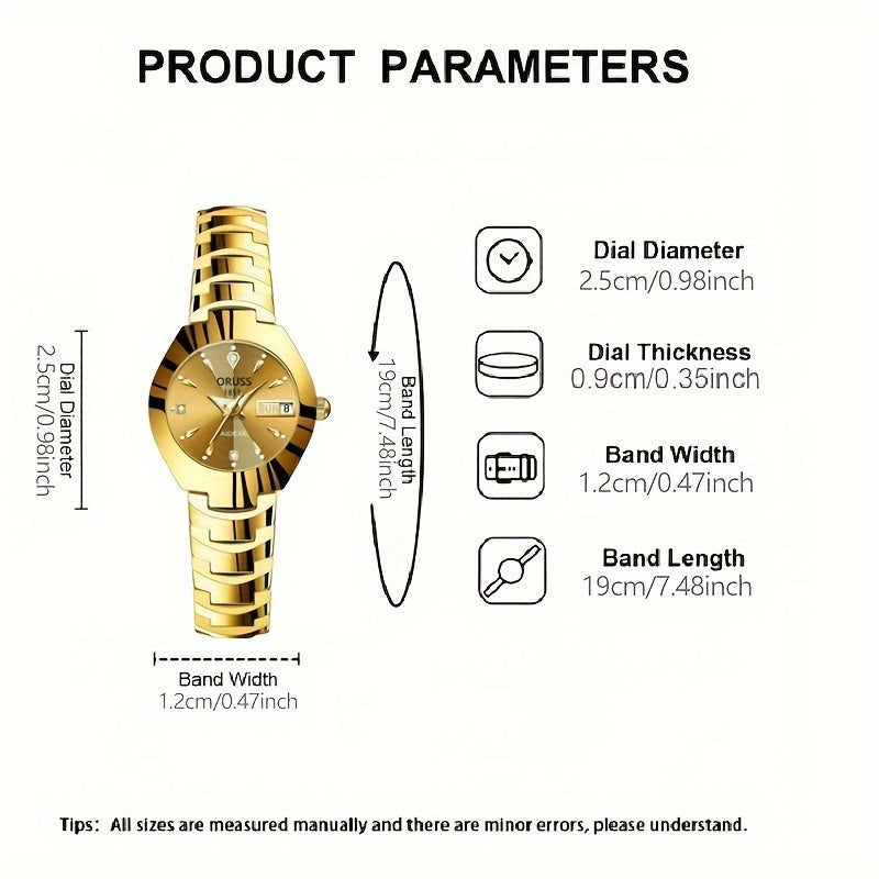 Women's Rhinestone Quartz Watch with Calendar Round Analog Display