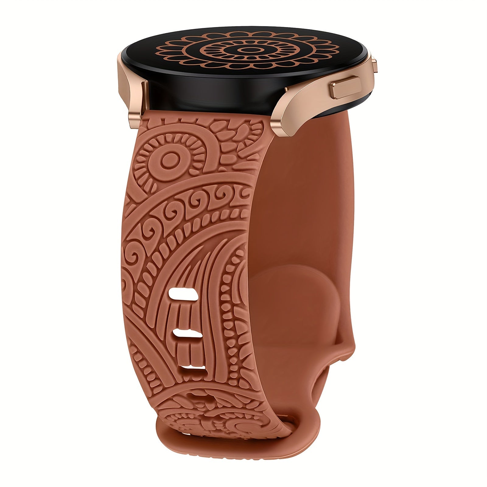 Women's 20mm Silicone Floral Engraved Smartwatch Band Compatible with Samsung Galaxy Watch Models