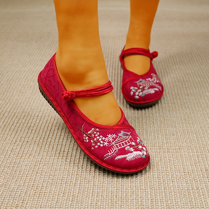 Женские мягкие тканевые туфли весна этнический ретро вышивка комфорт