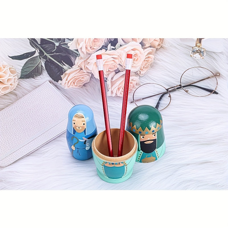 Handmade Wooden Nesting Doll Set for Kids, Gift, Home Decor, Christmas