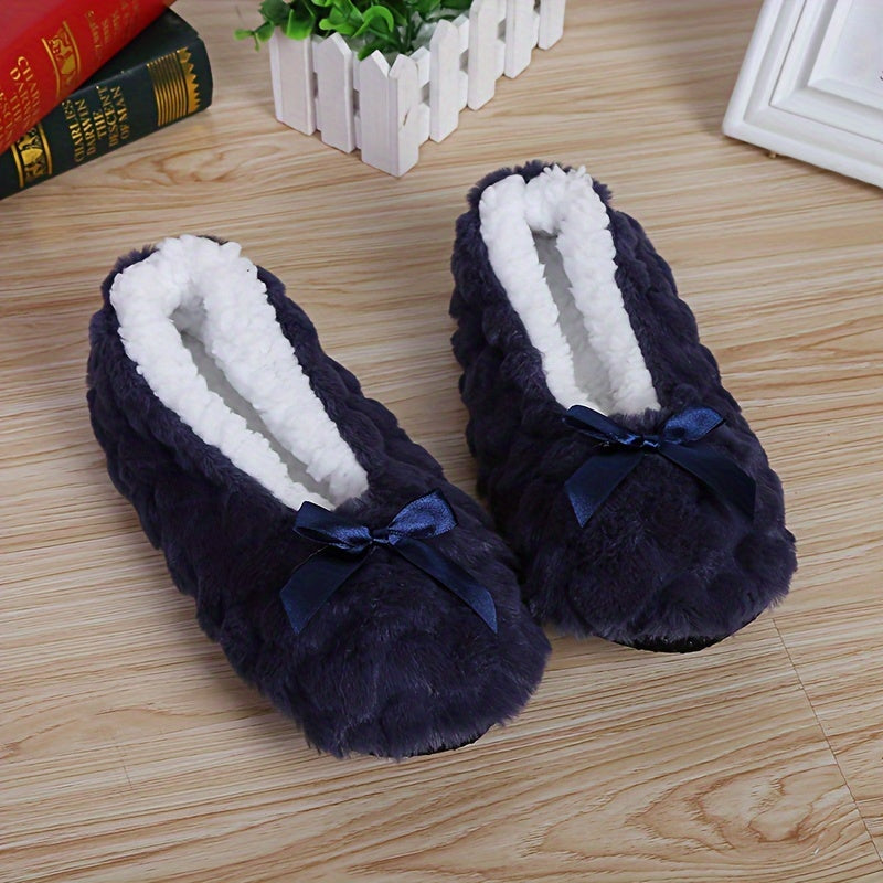 Women's Fleece-Lined Plush Slippers Non-Slip Home Shoes Multiple Colors