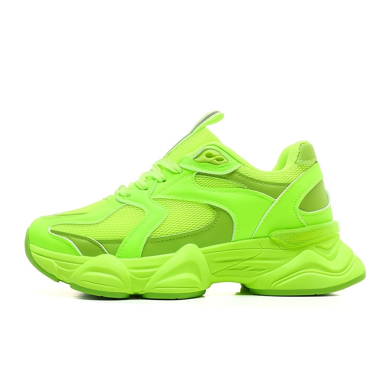 Women's Pink Beige Chunky Sneakers Breathable Mesh Casual Running Shoes