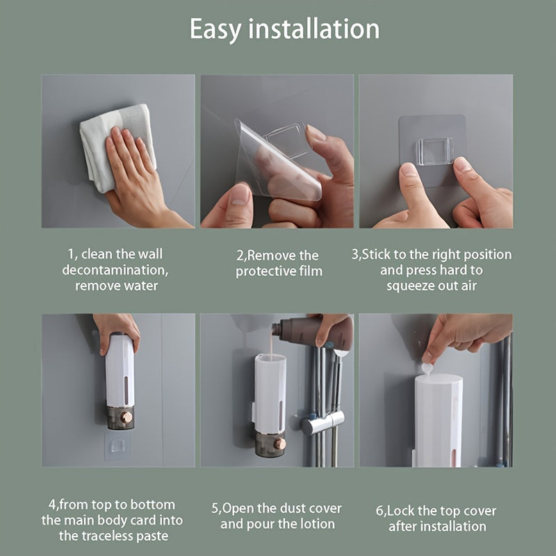 Wall-Mounted Plastic Soap Dispenser for Bathroom Hand Sanitizer and Shampoo