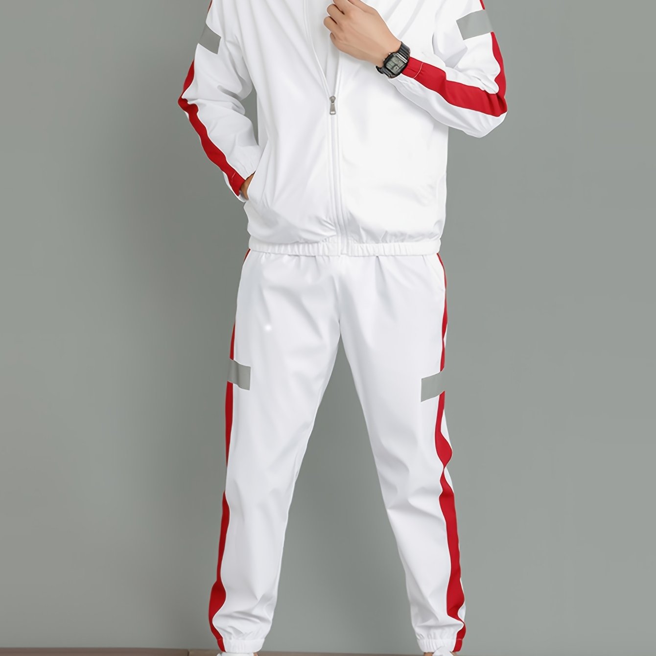 Conjunto de ropa deportiva casual de poliéster de dos piezas para hombre para primavera y otoño