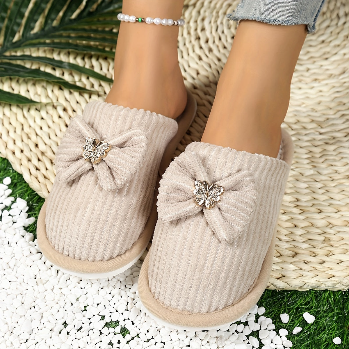 Unisex Slip-On House Slippers with Eva Sole, Cozy Fabric Upper