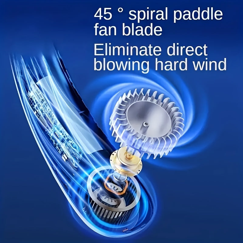Portable Neck Fan with LED Display, 5-Speed, Rechargeable, Wearable