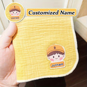 Kids Gauze Handkerchiefs 3 Pack Breathable Cotton Cartoon Design Personalized Name