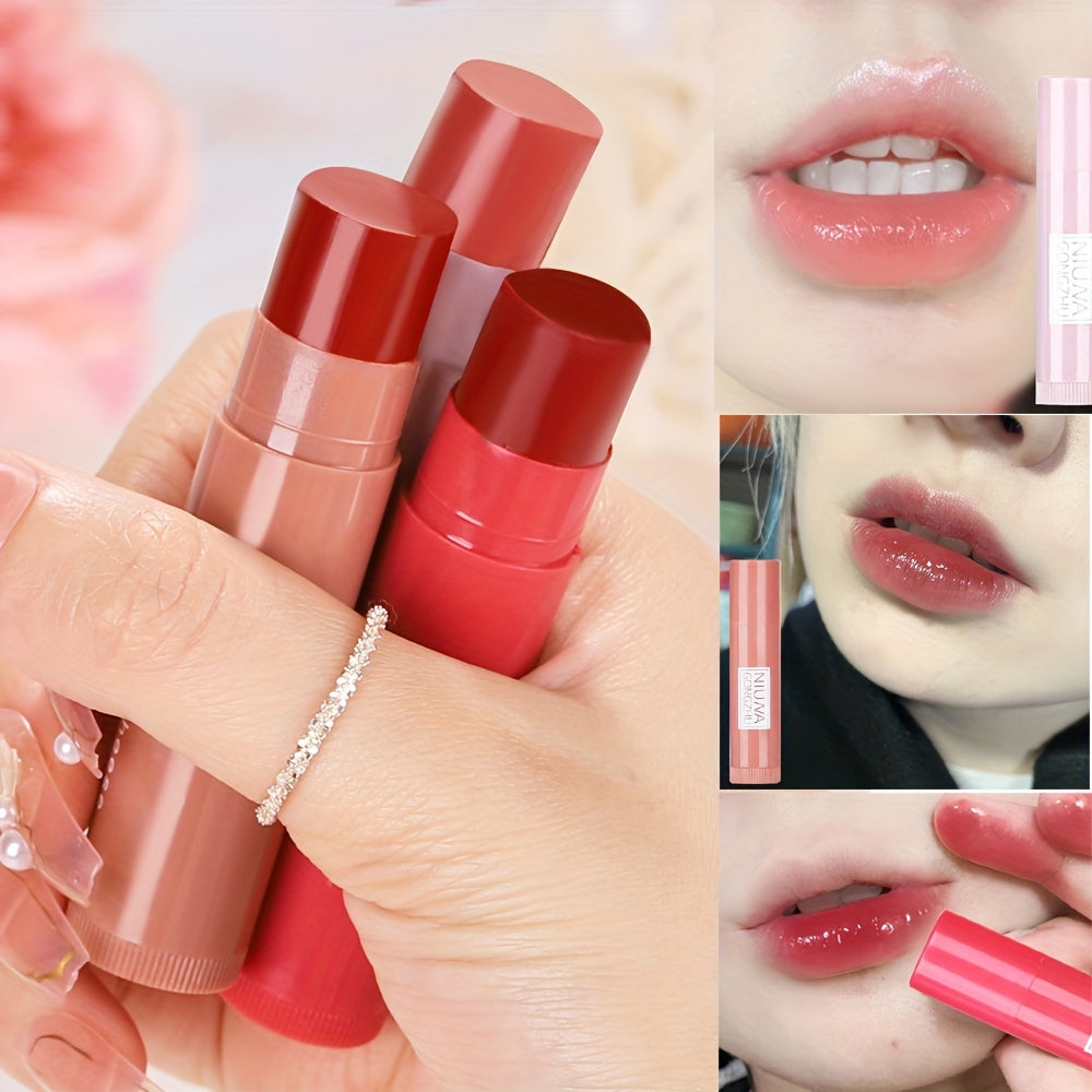 Bálsamo labial de tres colores para mujer, hidratación duradera