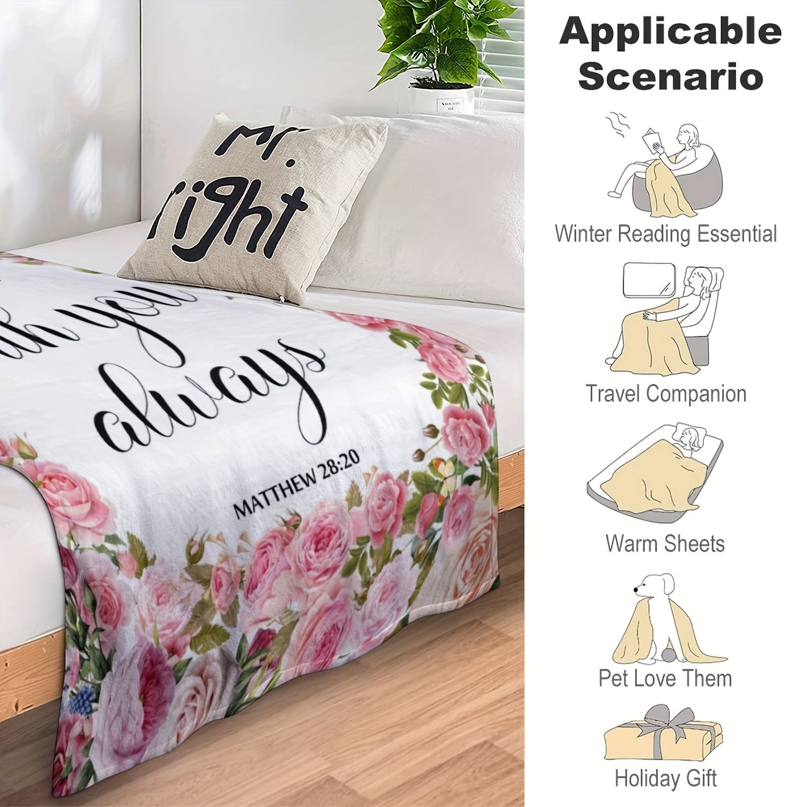 Cozy Flannel Blanket with Inspirational Messages Bible Verses and Prayers for All Seasons