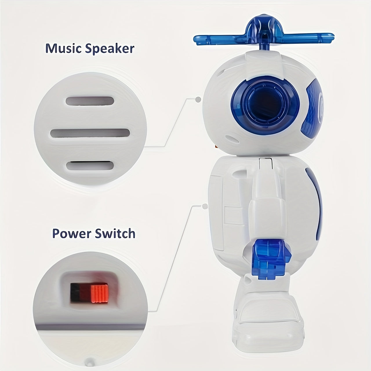 Kids Dancing Robot Toy with LED Lights Music and 360 Degree Rotation