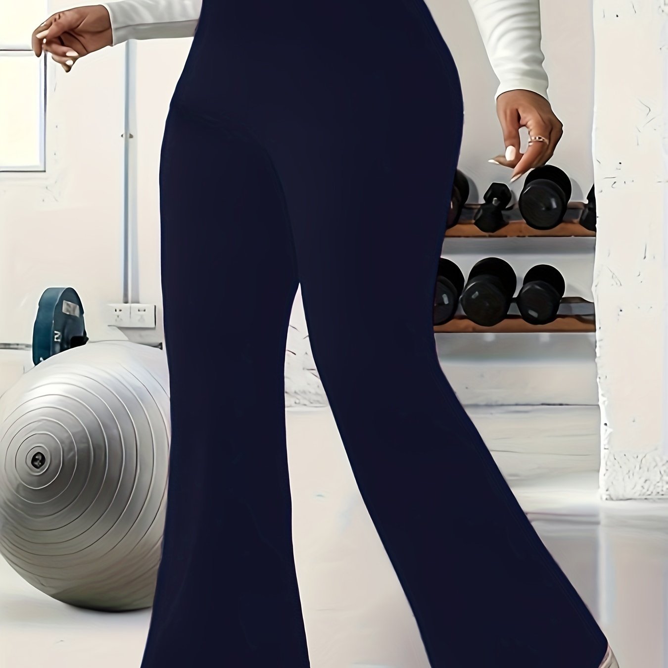 Plus Size Solid Flare Leg Pants for Women Medium Stretch Wide Leg Palazzos Spring Summer