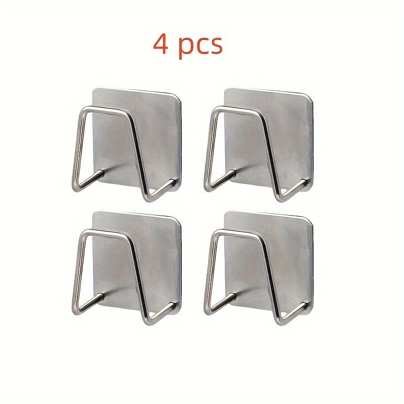 Stainless Steel Sponge Holder Set of 4 - Bardoshli, Suvga chidamli va Chiriyotgan, Oshxona, Yotoqxonalar va Ofislar uchun devorga o'rnatilgan dizayn - Oshxona yuvinish joyi uchun quvvatli quriydigan drenaj rack va qulf bilan, cho'tka saqlash uchun