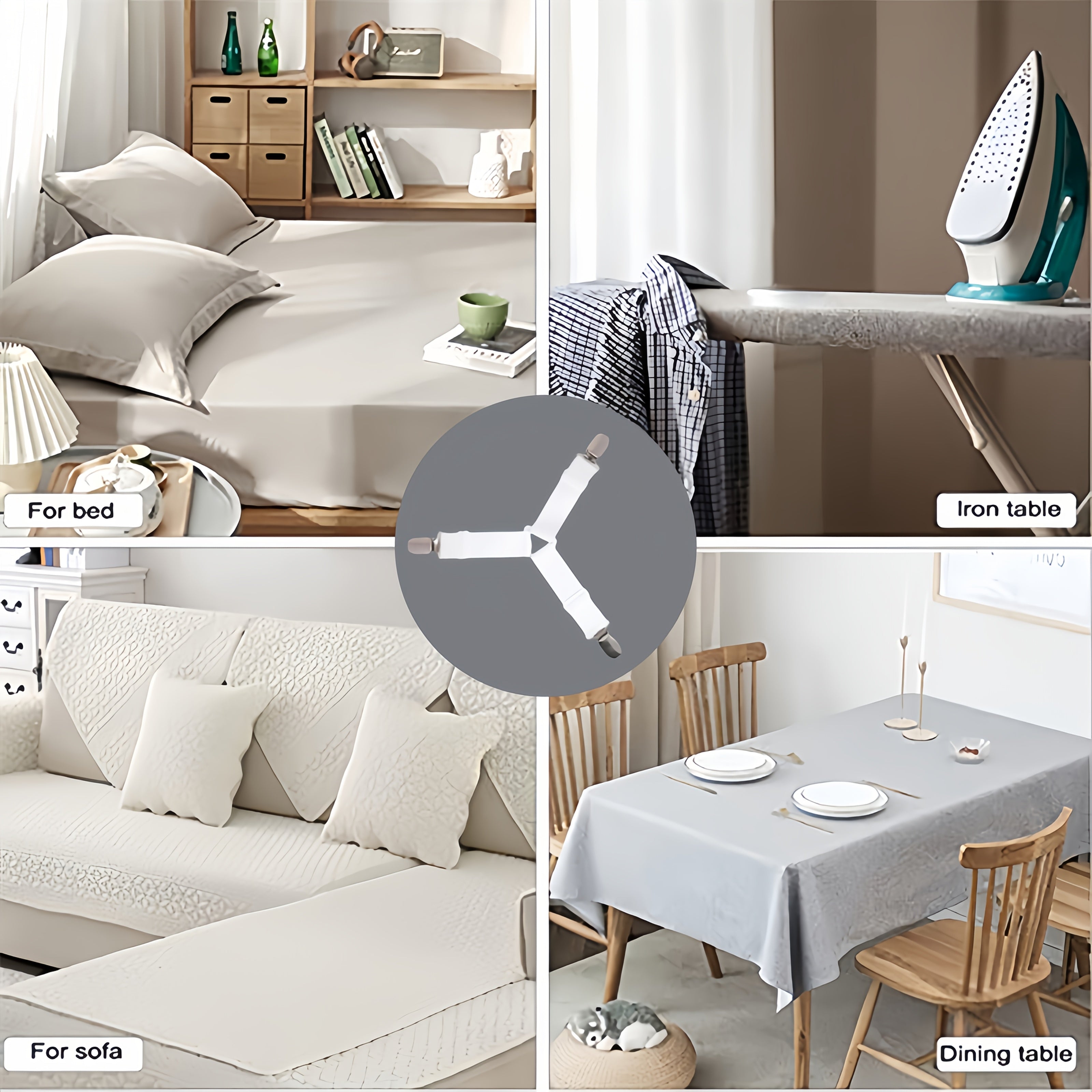 Elastic Bed Sheet Clips Set of 5 Adjustable Wrinkle-Free Fixing Clips for Sheets Curtains Sofa Covers