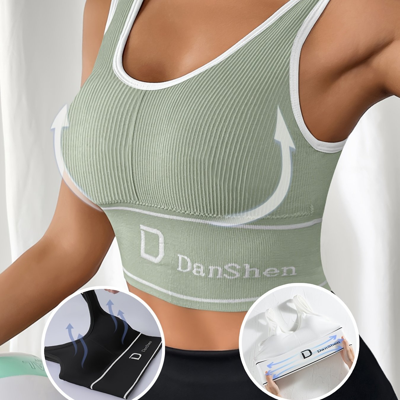 Women's Wireless Padded Sports Bra Nylon Blend for Yoga and Running Mint Green