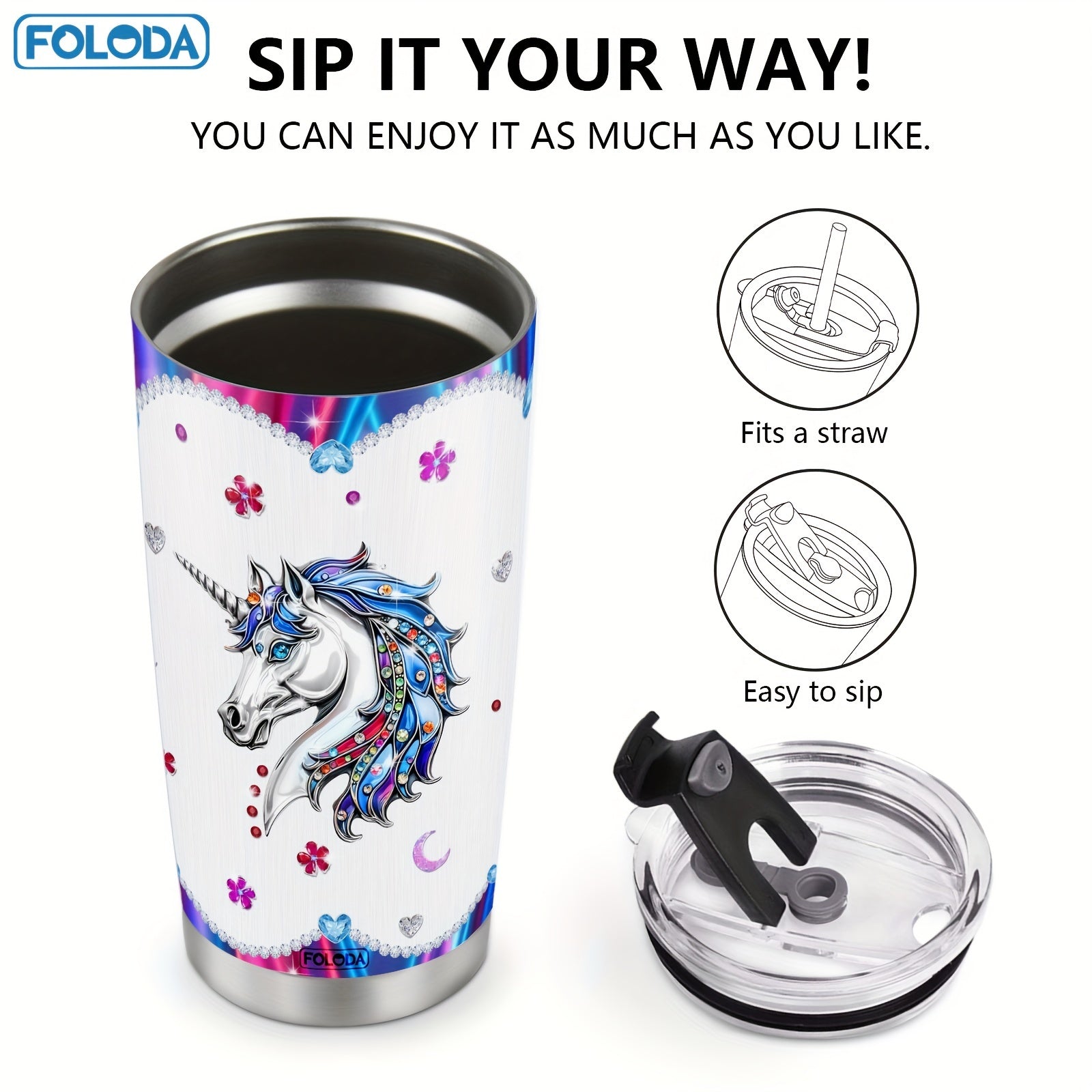 Unicorn Tumbler for Women with Funny Saying 20oz Reusable Drinkware