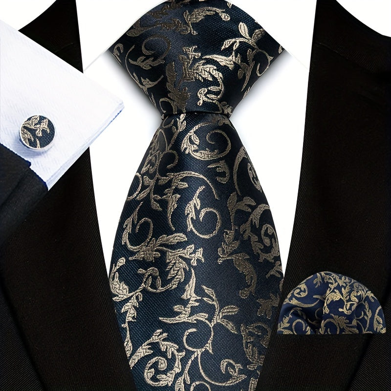 Мужской набор аксессуаров для моды: галстук, носовой платок, запонки для подарка