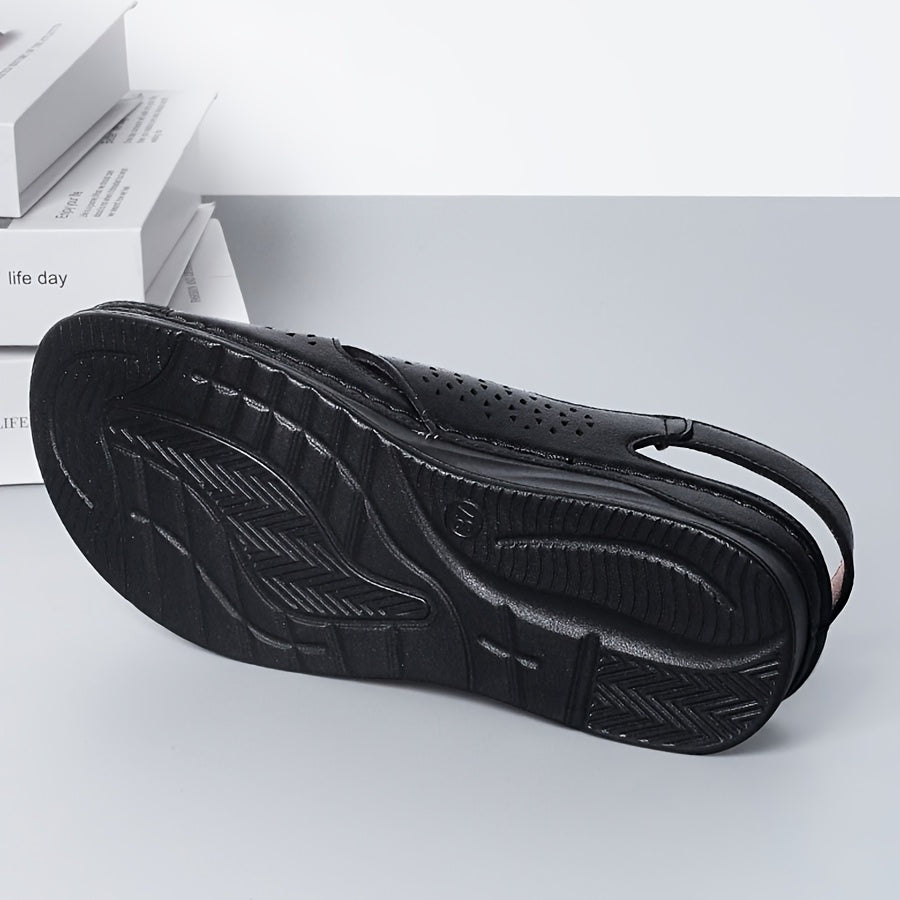 Women's Summer Sandals Lightweight Open Toe Casual Shoes with Hook-and-Loop