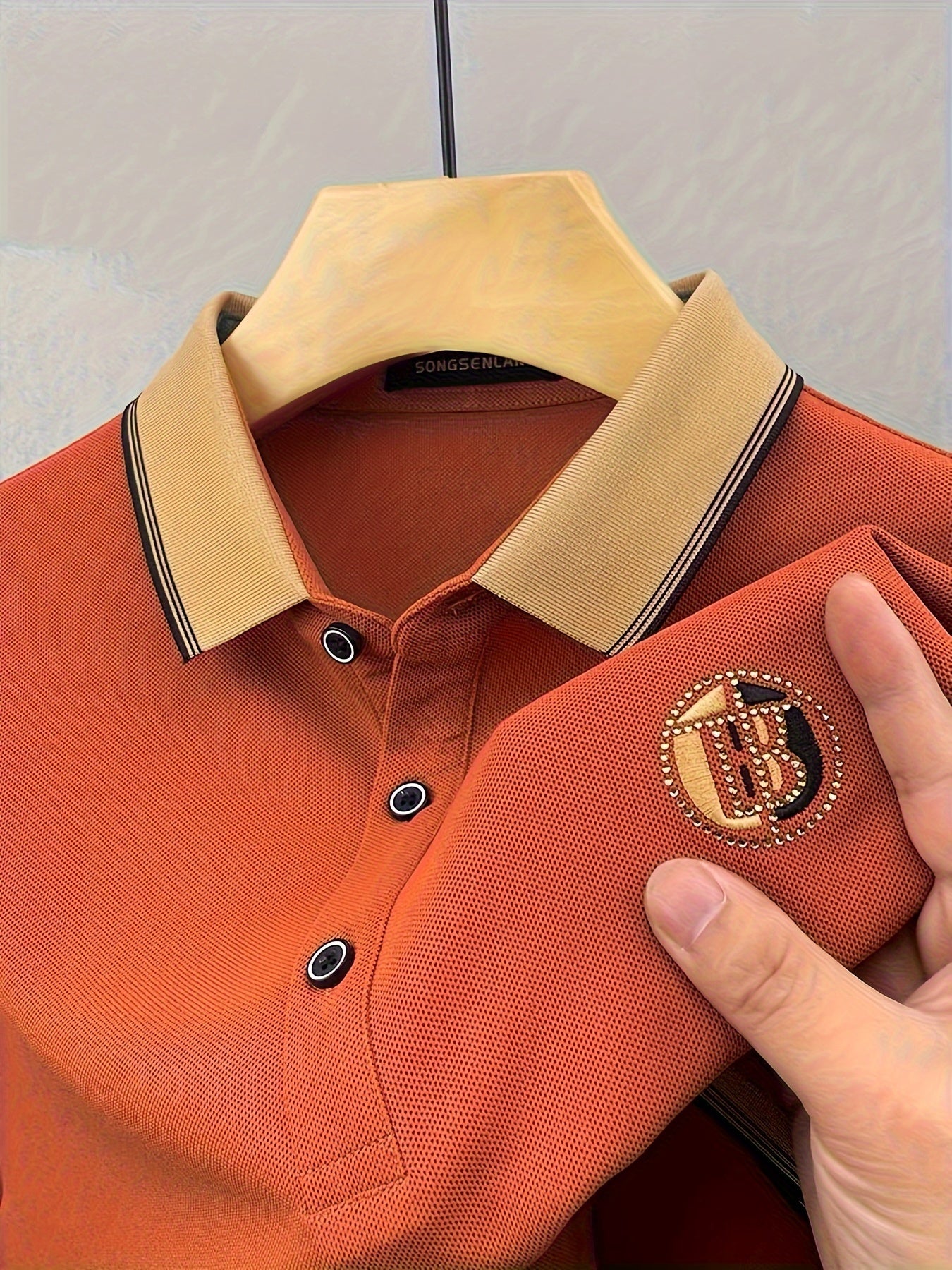 Camisa polo de verano para hombre con patrón geométrico bordado, punto de poliéster, ajuste regular, manga corta