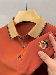 Camisa polo de verano para hombre con patrón geométrico bordado, punto de poliéster, ajuste regular, manga corta