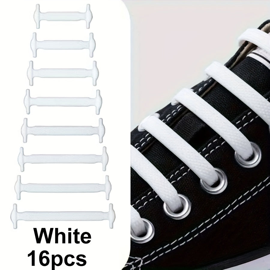 Unisex Elastic No-Tie Shoelaces for Sneakers Canvas Shoes 16 Pieces