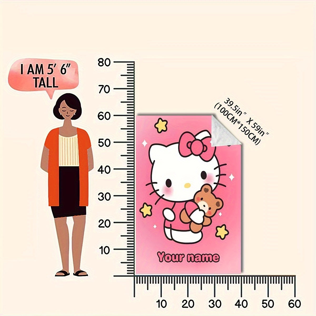 Personalized Hello Kitty Cartoon Flannel Blanket Soft Warm Decorative Gift