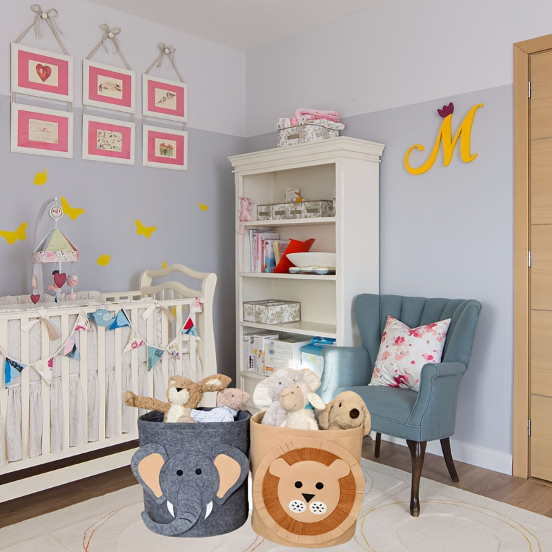 Hayvon tasvirlari bilan mato saqlash savatlari, o'yinchoqlar, yeguliklar, kiyimlar, uy va ofis uchun to'rtburchak tashkilotchilar