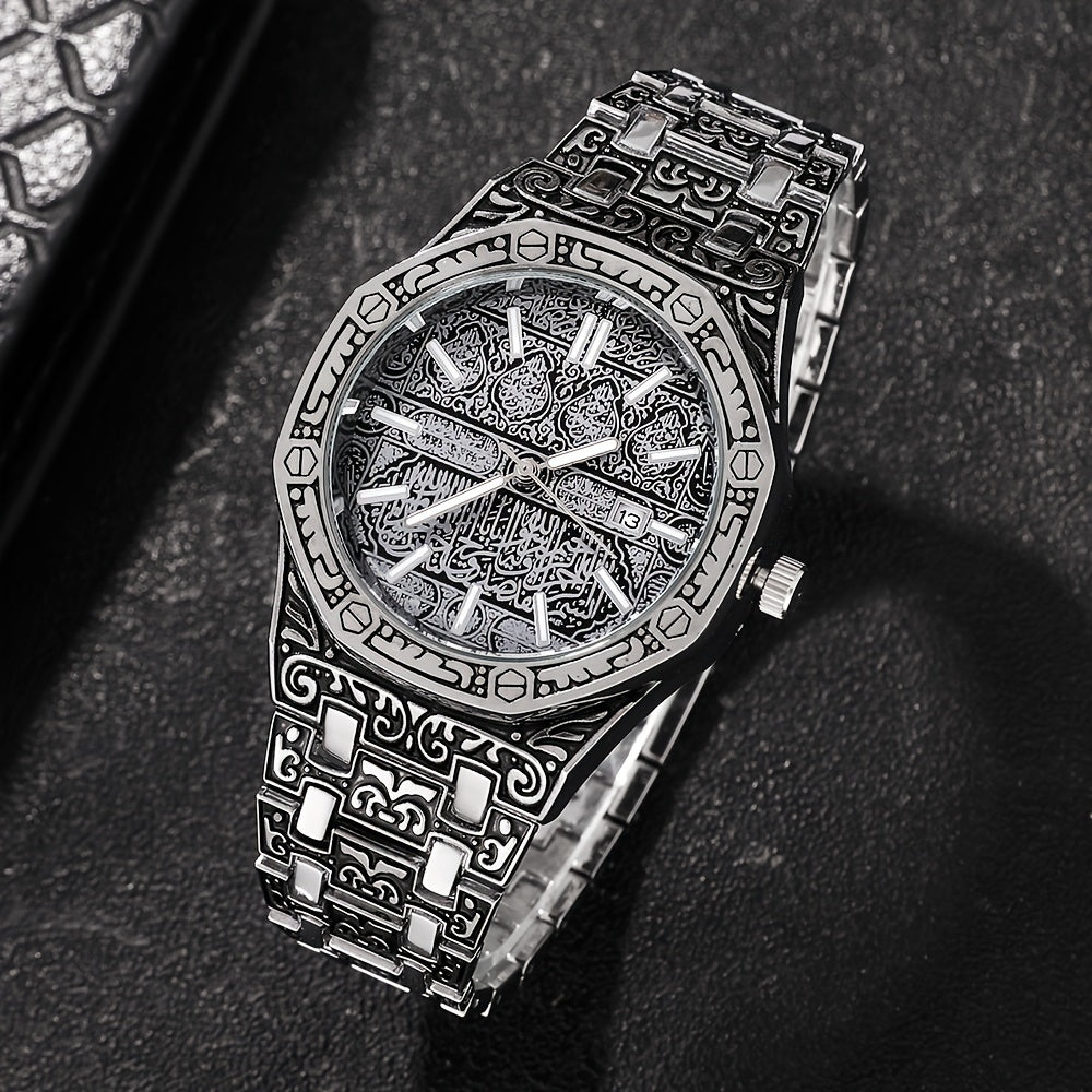 Men's Quartz Watch Alloy Round Dial Fashionable Business Wristwatch