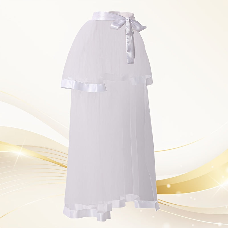 Elegant Bridal Tulle Skirt with Double Layer Ribbon for Wedding or Prom