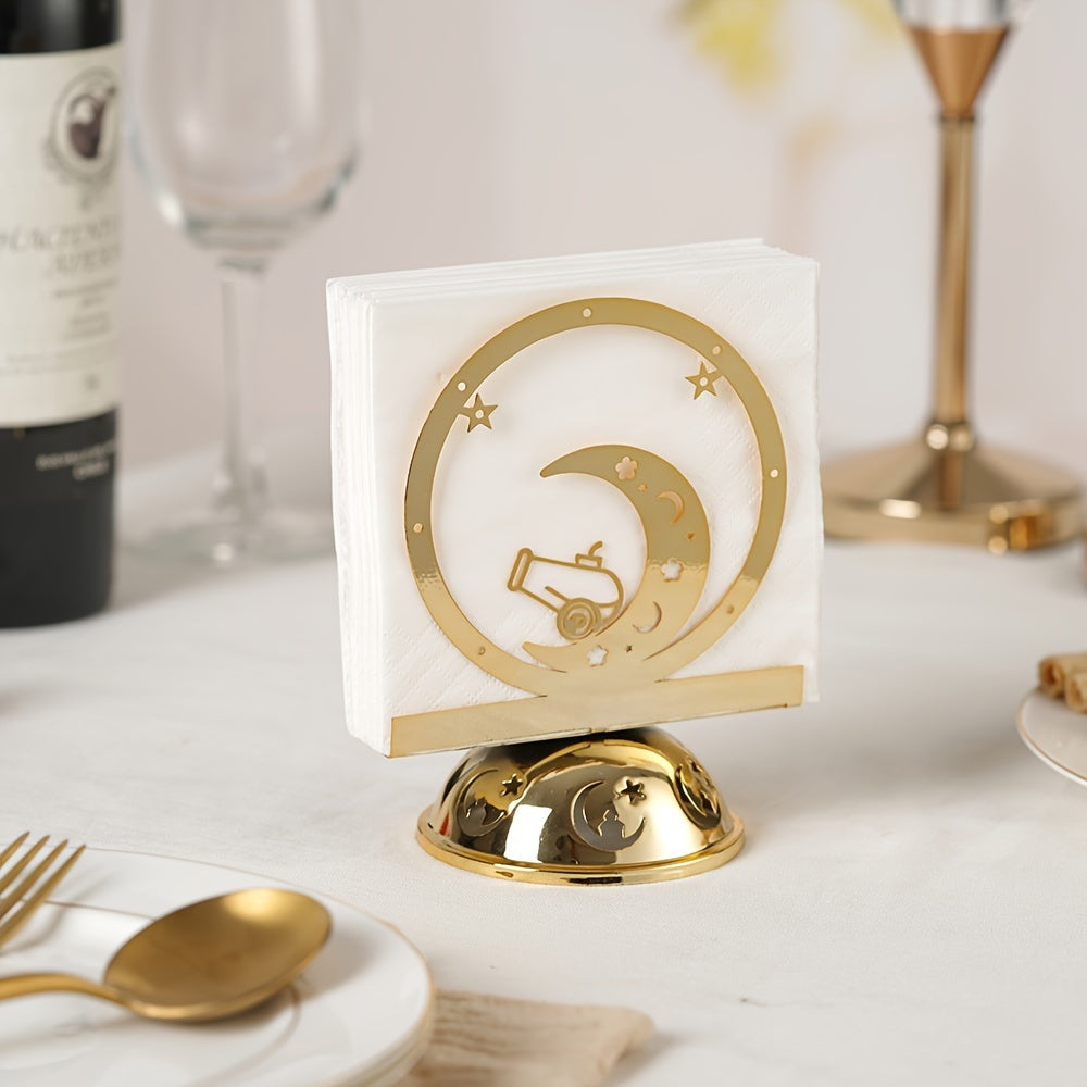 Gold Crescent Moon Napkin Holder for Holiday Dining Table Decor
