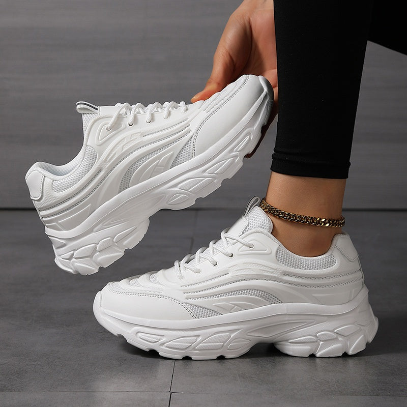 Women's Casual Mesh Lace-Up Sneakers with Thick Sole and Comfort