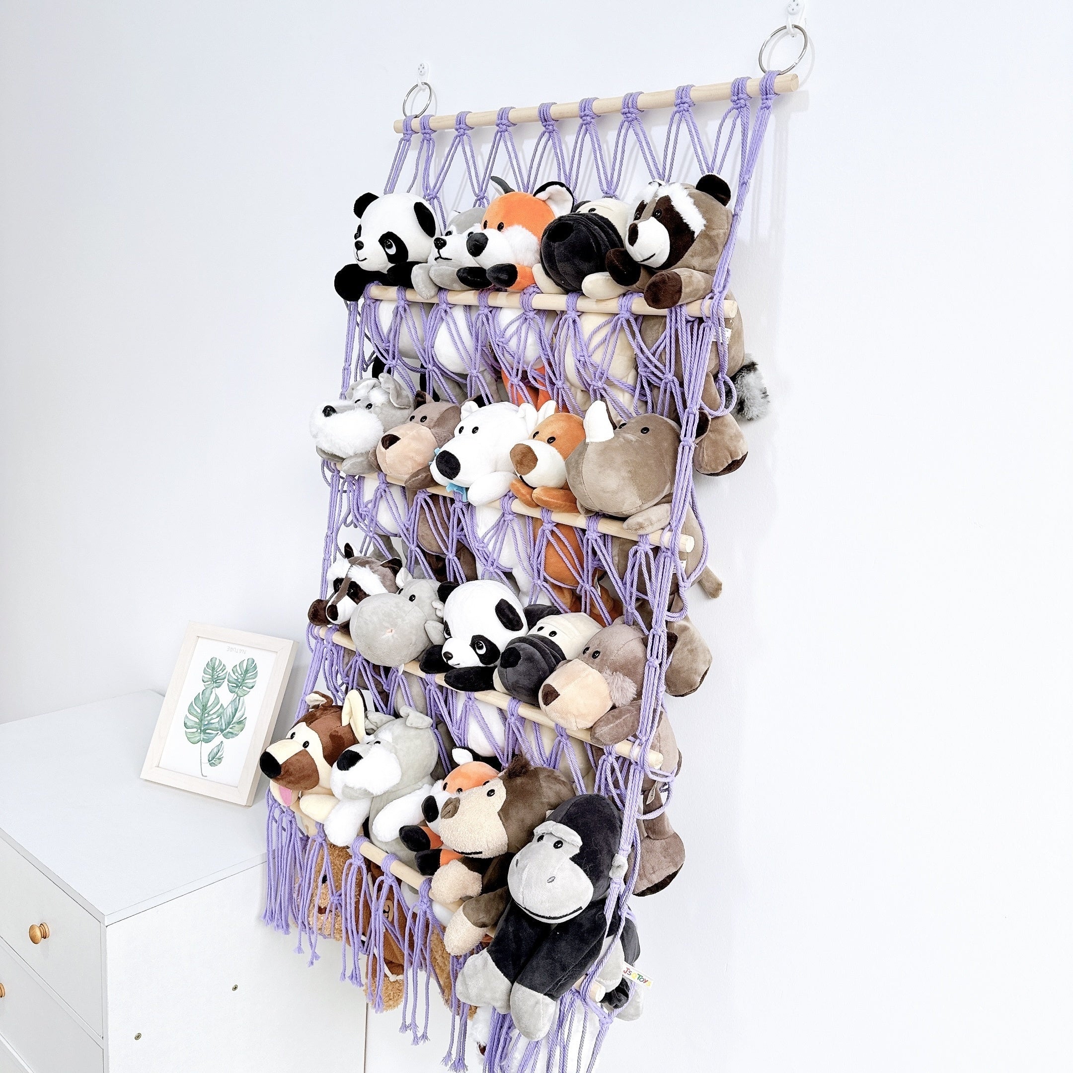 4-Tier Wall Hanging Storage Organizer for Plush Toys and Gifts with Hooks