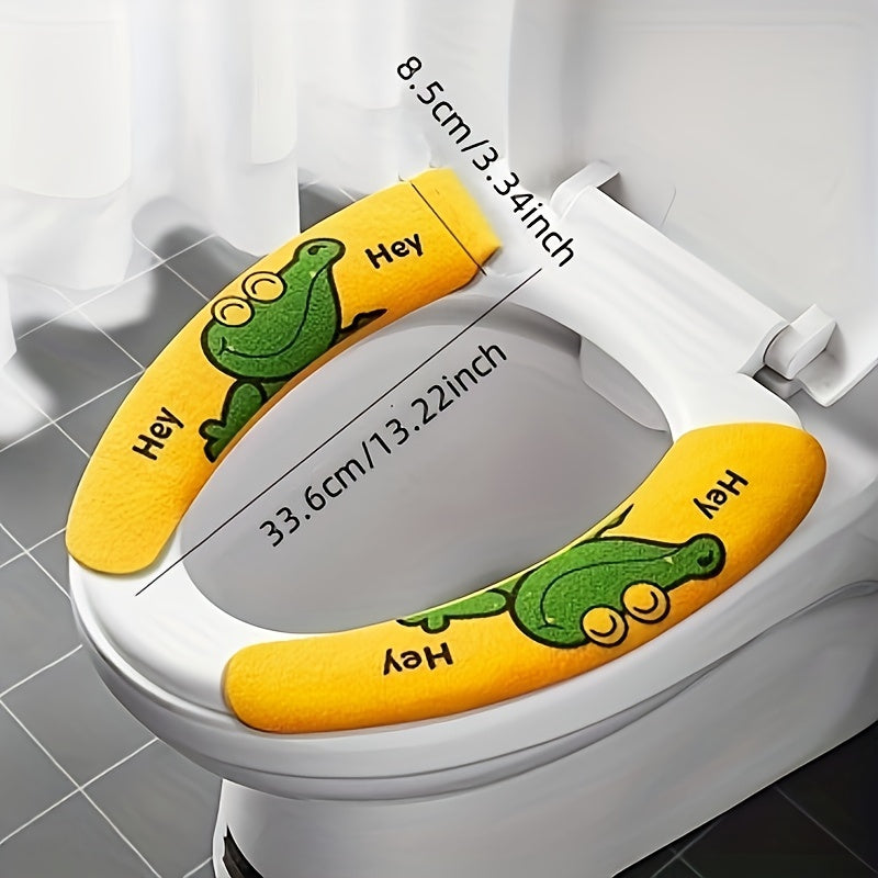 Reusable Animal Print Toilet Seat Cushion Gray Blue Orange Green Soft Fabric Half-Round Non-Slip