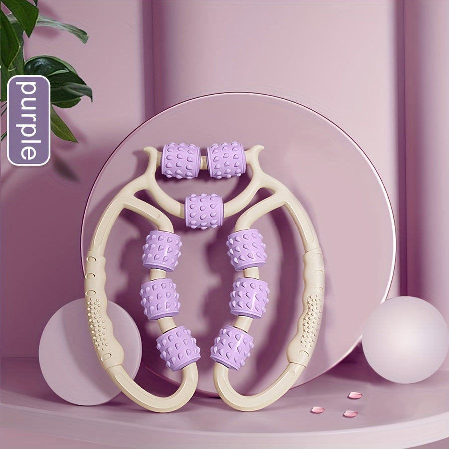 9-Wheel Deep Tissue Massage Stick for Thighs and Calves Plastic Relaxation Tool