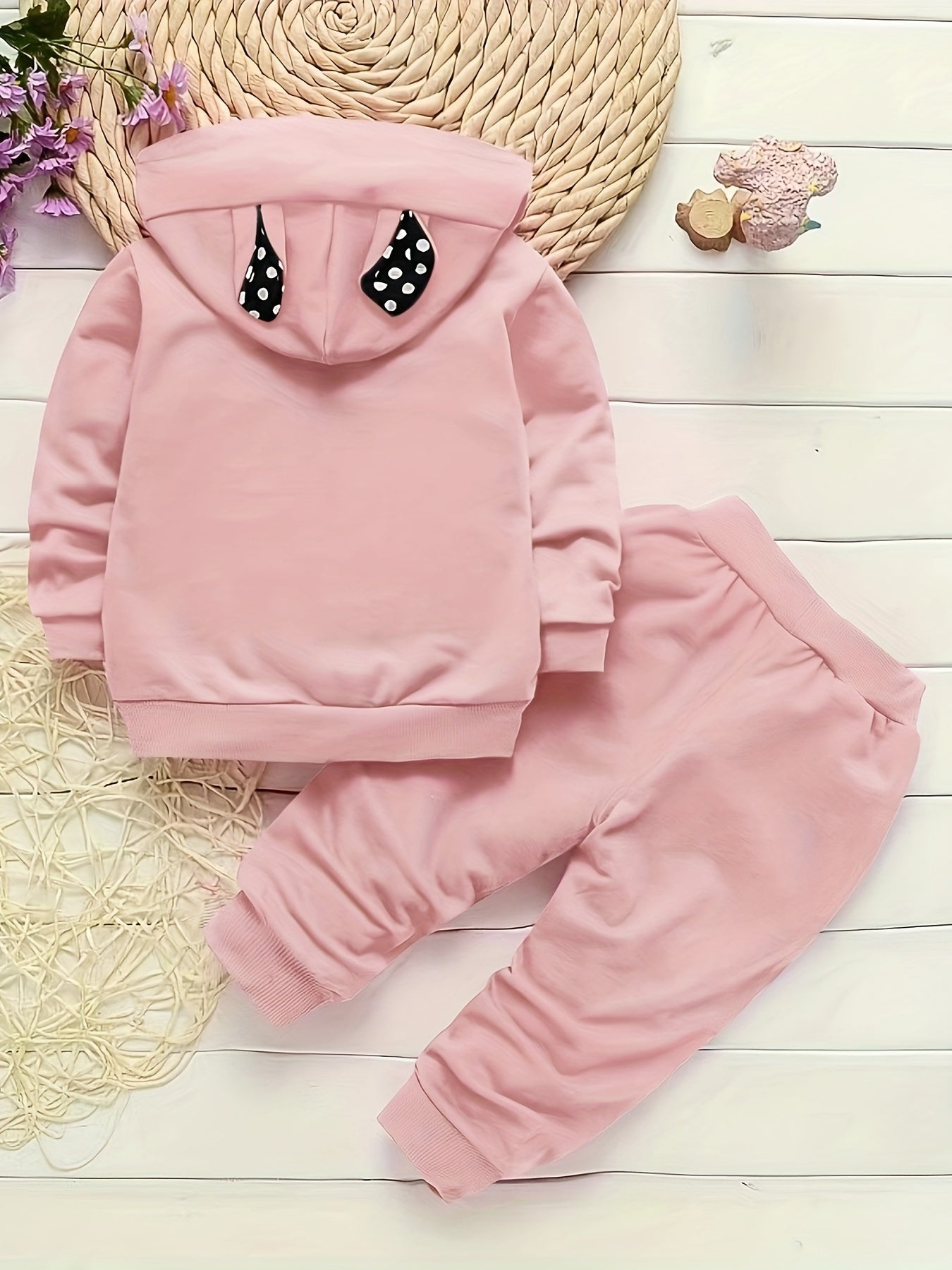Girls' 3-Piece Bunny Zip Cardigan and Casual Outfit Set Cotton Blend Spring Fall Outdoor