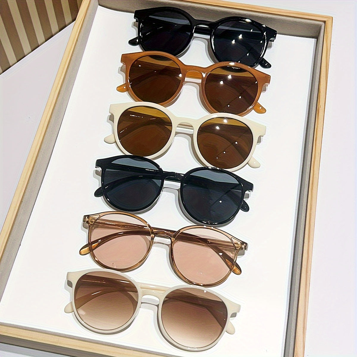 Juego de 6 gafas de mujer con montura redonda, lentes de PC minimalistas, antirreflejos, para deportes y escalada