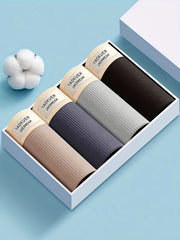 Men's Cotton Boxer Shorts 4 Pack Breathable Skin-Friendly Mid-Waist Solid