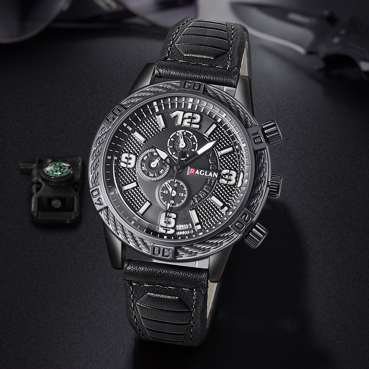 Reloj de negocios para hombre con cuarzo, esfera analógica y correa de cuero