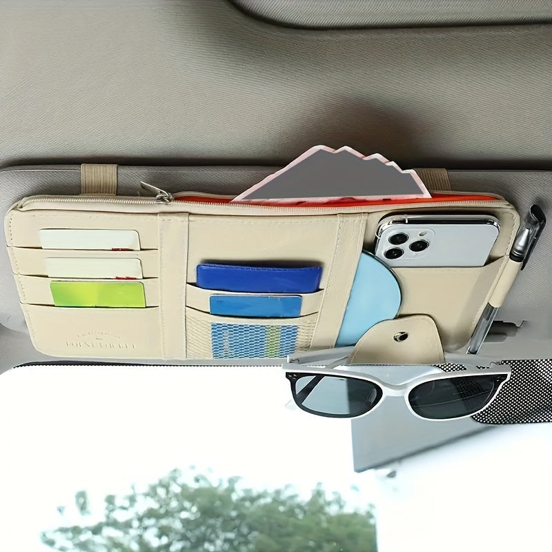 Organizador de visera de coche, caja de almacenamiento, funda para gafas de sol, tarjetero, accesorio interior