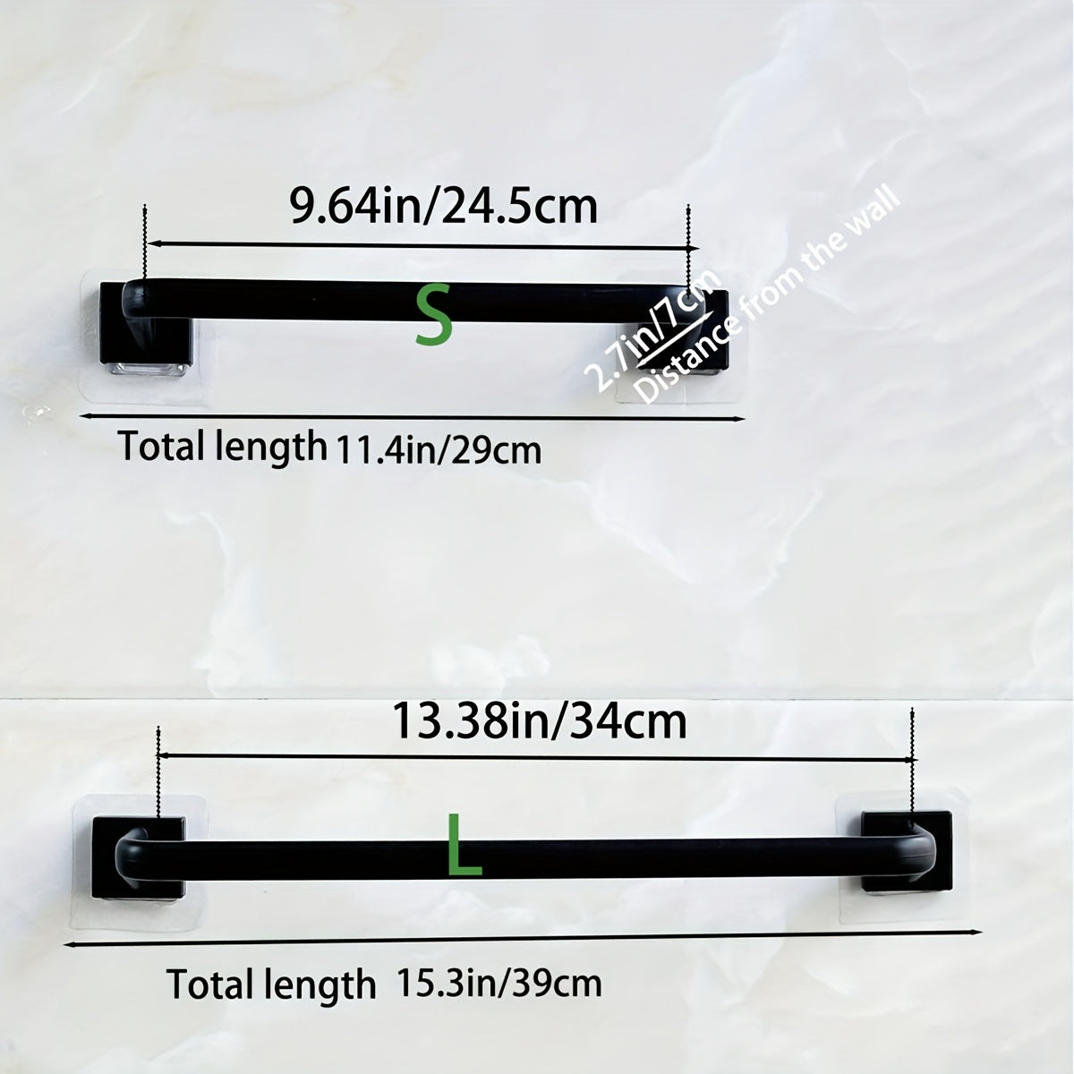 Barra de toalla de baño pequeña negra para organizar toallas