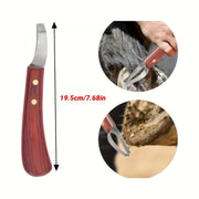 Double-Edged Stainless Steel Horseshoe Hoof Knife with Wooden Handle for Horses