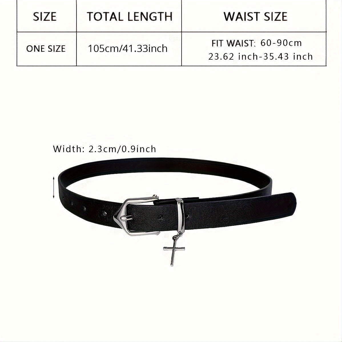 Черный готический металлический крест пряжка ремень из искусственной кожи для мужчин и женщин повседневные черные штаны