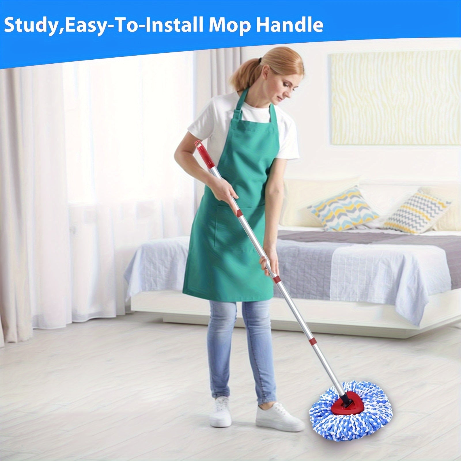 Microfiber Spin Mop Replacement Heads and Handle Set for 2 Tank System